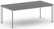 Rokovací kancelársky stôl PRIMO INVITATION, 200x100 cm, sivostrieborná podnož, grafit