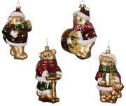 Set 4ks sklenených medveďov 16cm