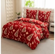 Mikroplyšové obliečky GOLD CHRISTMAS červené Rozmer obliečky: 2 ks 70 x 90 cm | 200 x 220 cm