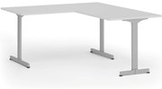 Kancelársky stôl PRIMO BETA L, 160x180 cm, sivá podnož, biela