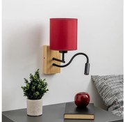 Brilagi-LED Nástenná lampa NUBILA WOOD 1xE27/25W/230V+LED/3W dub/pompej. červená