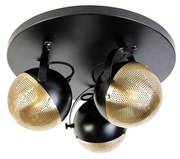 Priemyselné bodové svetlo čierne s mosadzou 3-svetlo - Haicha