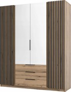 4-dverová skriňa do spálne s zrkadlom a policami Dravero Ev/ev-bl 2LAM 2L3S