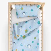 Goldea detské bavlnené obliečky do postieľky - kozmonauti vo vesmíre 90 x 120 a 40 x 60 cm
