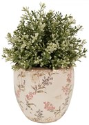 Béžový keramický obal na kvetináč s lúčnymi kvetmi Monnia M - Ø 14*14 cm