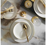 Jedálenská súprava 16 ks, biela/zlatá, porcelán