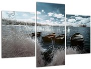 Obraz - Drevené loďky na jazere (90x60 cm)