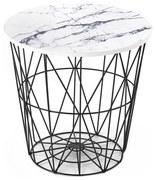 Konferenčný stolík HARISSA 41x42 cm čierna/biely dekor mramoru