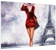Obraz - Žena a Eiffelova veža (70x50 cm)