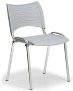 Plastová stolička SMART - chrómované nohy, sivá