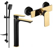 Mexen Alfa DF62 sprchová súprava, čierna/zlatá - 745714DF62-75