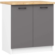 Kuchyňská skříňka OLIVIE 80x85 cm matná bílá/matná grafitově šedá/dub přírodní