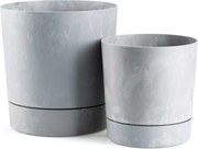 PLASTOVÝ KVETINÁČ AZALEA SADA 2KS 22,5X23,5 CM+17,5X18,5 CM IMITÁCIA BETÓNU SIVÁ