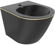 Mexen Lena, závesný bidet 480x370x325 mm, čierna matná - zlatý okraj, 35224875