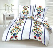 Obliečky bavlnené Folklór modré TiaHome - 2x Vankúš 90x70cm, 1x Paplón 200x220cm