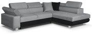 Rohová sedacia súprava s funkciou spania FREDO pravá Světle šedá/černá