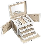 Šperkovnica, 4 zásuvky, 16,5x22,5x17,5cm, biela