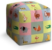Taburet Cube zvieratká zo zoo, farebná