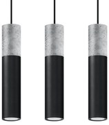 Závesné svietidlo Borgio, 3x betónové/čierne kovové tienidlo