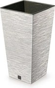Kvetináč FURU SQUARE ECO WOOD s vložkou 24 cm, biela ECO, S