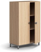 Skriňa QBUS, 2 police, na nožičkách, s madlom, 1252x800x420 mm, strieborná, dub