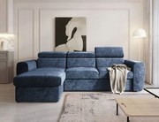 Módny rohovník s funkciou spania Napoli v tmavomodrej, ťažko zápalnej tkanine