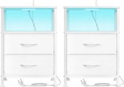 Sada 2 nočných stolíkov s LED osvetlením a nabíjacou stanicou LGSB35202W102
