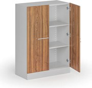 Kovová spisová skriňa s drevenými dverami, demontovaná, 1150 x 800 x 400 mm, orech