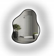 Zrkadlo v čiernom ráme Stone Led, dotykový spínač 150x193, organická škvrna