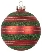 Christmas Bauble ? 8x8 Cm Red Green Glass - ? 8*8 cm