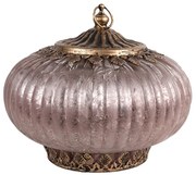Ružová sklenená LED lampáš - Ø 17*14 cm