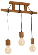 Závesné svietidlo Jack 3, hnedé drevené telo svietidla