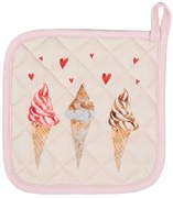 Béžová bavlnená detská chňapka - podložka so zmrzlinou Frosty And Sweet - 16 * 16 cm