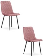 Set dvoch jedálenských stoličiek TURIN zamatový ružový (čierne nohy) 2 ks