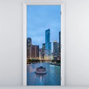 Fototapeta na dvere - Nočné mesto (95x205cm)