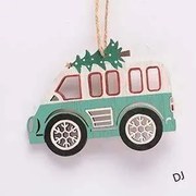 DECOLED Ozdoba, autobus, 12 x 9,5 cm, dřevěná