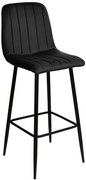 Barová stolička TORONTO zamatová, čierna