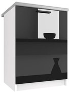 Kuchynská skrinka Belini spodná 60 cm čierny lesk s pracovnou doskou  INF SD60/0/WT/B/0/B1/