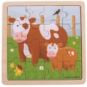 Bigjigs Toys puzzle - Kravička s teliatkom