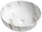 Sapho Sapho, RONDANE keramické umývadlo na dosku priemer 41cm, bianco carrara, AR435BC