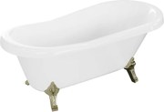 Mexen Retro voľne stojaca vaňa 150 x 73 cm, biela, zlaté nožičky - 53251507300-50