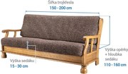 Bielastické poťahy VITTORIA hnedá trojkreslo s drevenými rúčkami (š. 150 - 200 cm)