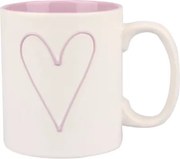 Hrnček Srdce 600 ml, biela/ružová%