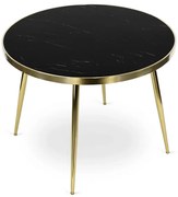 Jedálnský okrúhly stôl AMADORA čierny mramor zlaté nohy 100cm - vintino.sk