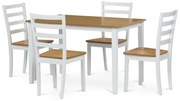 Jedálenský set z masívneho dreva, 5 ks, dub, biela
