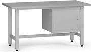 Výškovo nastaviteľný dielenský stôl G5, 1500 x 750 x 800-1000 mm, 1x skrinka, sivá