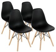 Moderné jedálenské stoličky, 4 ks, 4 rôzne farby, čierne