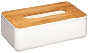 Box na vreckovky Natureo White, 26x9x13 cm, biela/s drevenými prvkami