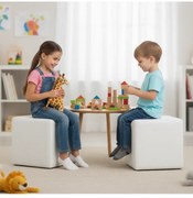 Sedací vak taburetka kocka biela EMI