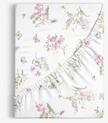 Goldea bavlnená napínacia plachta - farebné lúčne kvety na bielom 80 x 160 cm